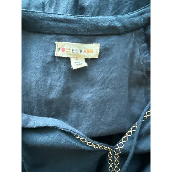 Roller Rabbit Metallic Cross Stitch Aveline Dress Navy/Gold Pockets‎ Size Small - Picture 13 of 13